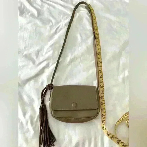 American Eagle Taupe Leather Crossbody Bag - Picture 11 of 11